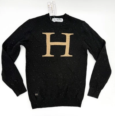 New Harry Potter Sweater Mens XS Black H Weasley Wizarding World Knit Pullover - Image 1 of 4
