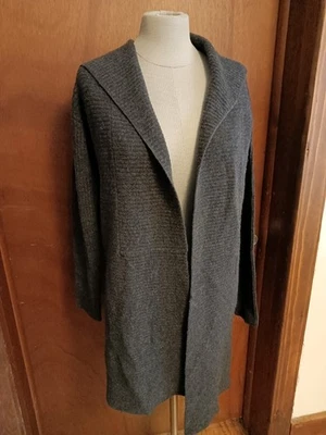 Halogen Cashmere Blend Hooded Long Cardigan Open Front XS Grey Wool NWT - Image 1 of 4