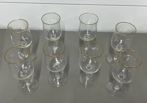 Set of 8 Lenox Intrigue Gold Crystal Wine Water Glass Stemware 6 1/4" Tall - Picture 1 of 8