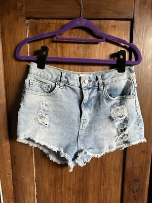 superdry pale blue distressed denim shorts W 26 8 10 11” rise - Image 1 of 4
