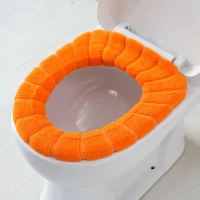 Bathroom Toilet Seat Cover Soft Knitting Fabric Case Pad Winter Warm Mat 1pc - Image 1 of 4