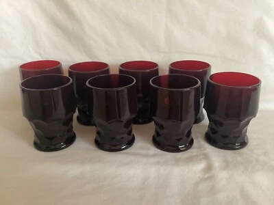 Anchor Hocking Dark Ruby Red Glass Georgian Honeycomb Tumbler Vintage. - Image 1 of 4