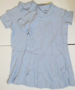 LANDS END 2 Blue School Uniform Adaptive Short Sleeve Mesh Polo Dresses Girls 8 - Bild 1 von 10