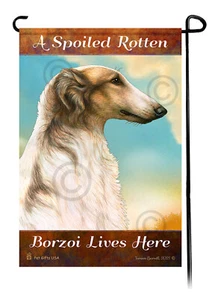 A Spoiled Rotten (Sable and White) Borzoi Lives Here - Picture 1 of 1