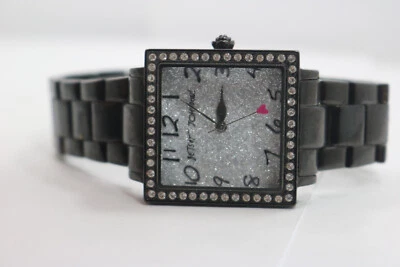 Betsey Johnson Watch Convex Crystal Silver & Black  Gem Watch BJ4238 New Batt - Image 1 of 4