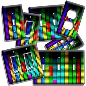 COLORFUL AUDIO EQUALIZER LIGHT SWITCH OUTLET WALL PLATES ROOM MUSIC STUDIO DECOR - Picture 1 of 34