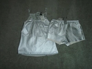 Imoga Boutique Silver Faux Leather Top & Shorts Set Girl's Size 6 New With Tags - Picture 1 of 2