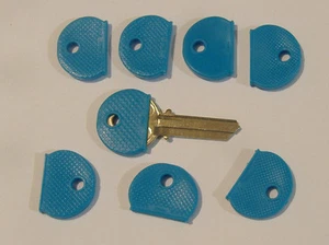 LOT OF EIGHT LIGHT BLUE COLOR KEY IDENTIFIER CAPS IDENTIFICATION FOR KEYS - Picture 1 of 1