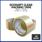 18 ROLLS EcoSwift Carton Box Sealing Packaging Packing Tape 1.6mil 2" x 165 feet