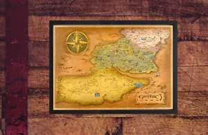 Gothic 3 Weltkarte im Spiel - detailliertes, hochwertiges Fantasy Karte Poster - Bild 1 von 9