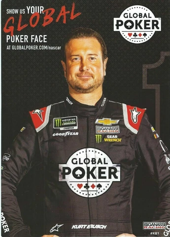 2019 KURT BUSCH "GLOBAL POKER PHOENIX RACE” #1 NASCAR MONSTER ENERGY POSTCARD Cover