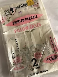 NEW Vintage Dolly Madison 100% Cotton Pillowcases (2) Pink Floral 42”x36” - Picture 1 of 6