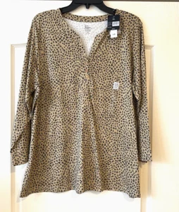 Kim Rogers Women's Plus Size 2X Perfectly Soft 3/4-Sleeve Tan Animal Print Top - Picture 1 of 10
