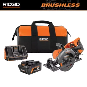 RIDGID 18V inalámbrico sin escobillas 7-1/4 pulgadas Kit de sierra circular de mango trasero con 8,0 Ah - Imagen 1 de 12