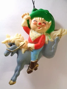 Vintage Elf Cowboy Horse Christmas Ornament Country Western Bucking Bronco Rodeo - Picture 1 of 7