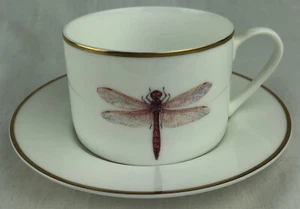 Gilitzer Porzellan Dragonfly Cup And Saucer Set Germany Gold Fine Bone China - Picture 1 of 9