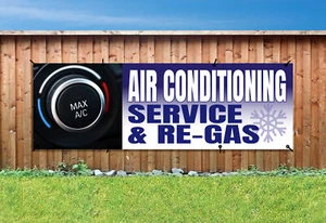 KLIMAANLAGE SERVICE & RE-GAS PVC bedrucktes BANNER AUSSENSCHILD Ösen - Bild 1 von 2