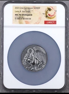 NGC MS70 Leda and the Swan Celestial Beauty 2oz Silver Coin Cameroon 2023 - Picture 1 of 3