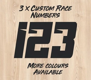 3 x Custom Race Numbers Vinyl Stickers Decals - Motorsport Motorcycle Motorcross - Picture 1 of 1
