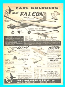 1962 Carl Goldberg Models Falcon Flugzeug Print AD ferngesteuertes Spielzeug Ephemera - Bild 1 von 3