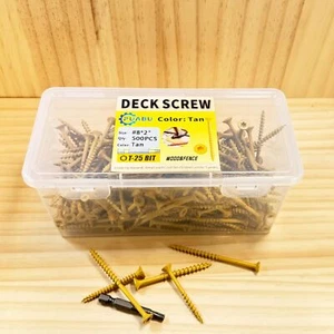 500PCS #8 x 2" Deck Screws Self Tapping Wood Screws T25 Torx Deck & Fence Screws - Picture 1 of 6