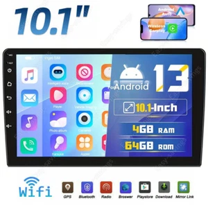 10.1'' Double 2 Din Android 13 Touch Screen Car Stereo Radio GPS WIFI BT Carplay - Picture 1 of 13