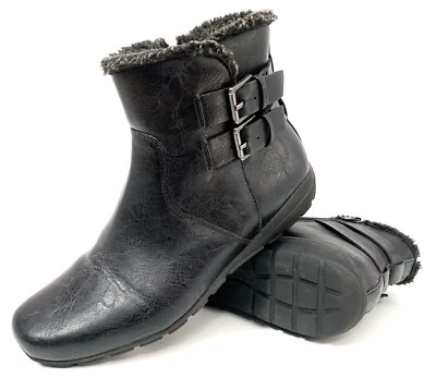 Easy Spirit Side Zip Faux Leather Ankle  Boots Fleece Lined Size 6.5 - Imagem 1 de 4