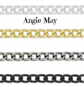 10, 25, 50 Feet Non-Tarnish 6x4mm Aluminum Jewelry Curb Chain ~Pick your finish! - Picture 1 of 5