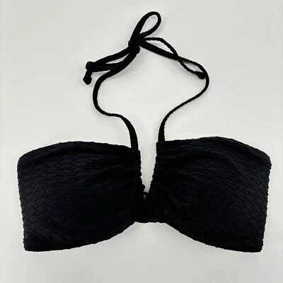 Top de Biquíni Victoria’s Secret Tamanho G Texturizado Preto Mix & Match Multiway Halter Novo com etiquetas - Imagem 1 de 4