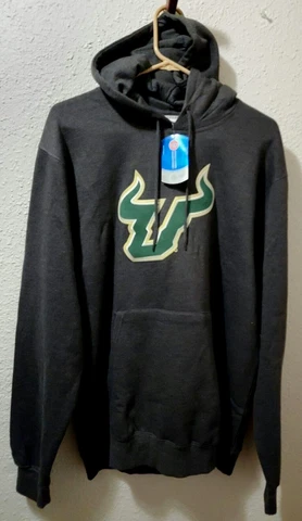 NWT-USF-South Florida Bulls Large Hoodie-Sewn Emblem-Dark Gray Cover