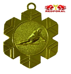 100 Stück-Medaillen-Ski-Skischule 70mm gold-mit Band Lose - MD74G - Bild 1 von 2