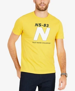 $95 Nautica Men Yellow White Graphic Crew-Neck Short-Sleeve Logo Tee T-Shirt 2xl - Picture 1 of 3