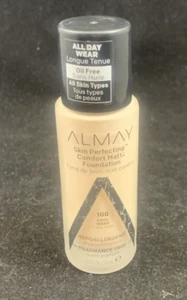 ALMAY SKIN PERFECTING COMFORT MATTE FOUNDATION #100 COOL IVORY ALL DAY WEAR  - Picture 1 of 2