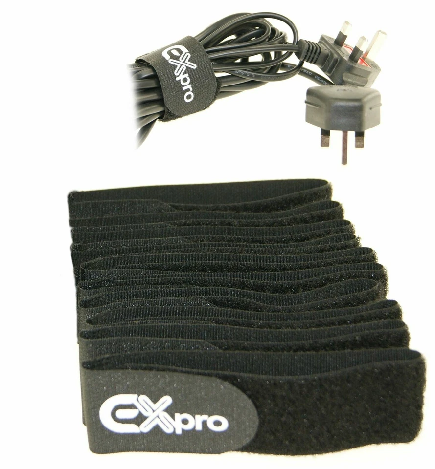 eXpro XL Reusable Nylon Strap Hook Loop Audio Sound Stage Cable Management Ties