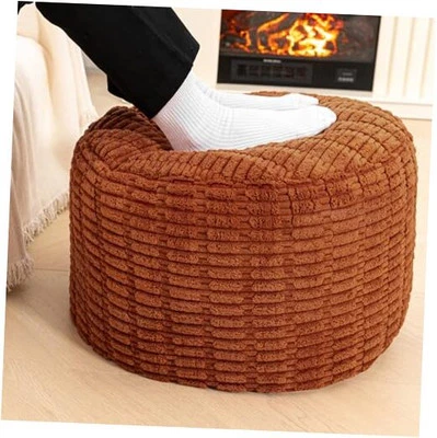  Pouf Ottoman Round Ottoman Foot Rest Foot 20"D x 20"W x 12"H Burnt Orange - Image 1 of 4