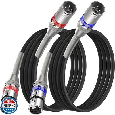 Giusuemp XLR Cable 10 ft 2 Pack, Premium XLR Microphone Cable, 3-Pin Balanced - Image 1 of 4
