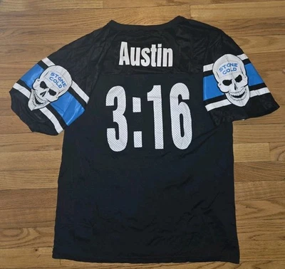 Camiseta deportiva de fútbol americano vintage WWF Stone Cold Steve Austin 3:16 calavera negra talla L Foto 1 de 4