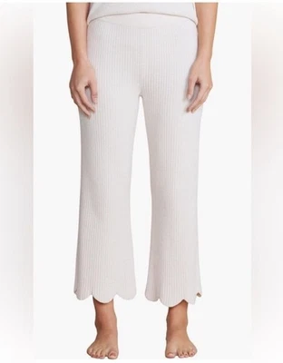 Barefoot Dreams CozyChic Ultra Lite Scallop Hem Crop Pants Sand Dune Medium NWT - Image 1 of 4