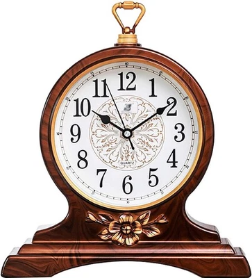 Desk Clock for Table Decor, Retro Mantel Clock Battery Operated for Fireplace Ma - Image 1 of 4