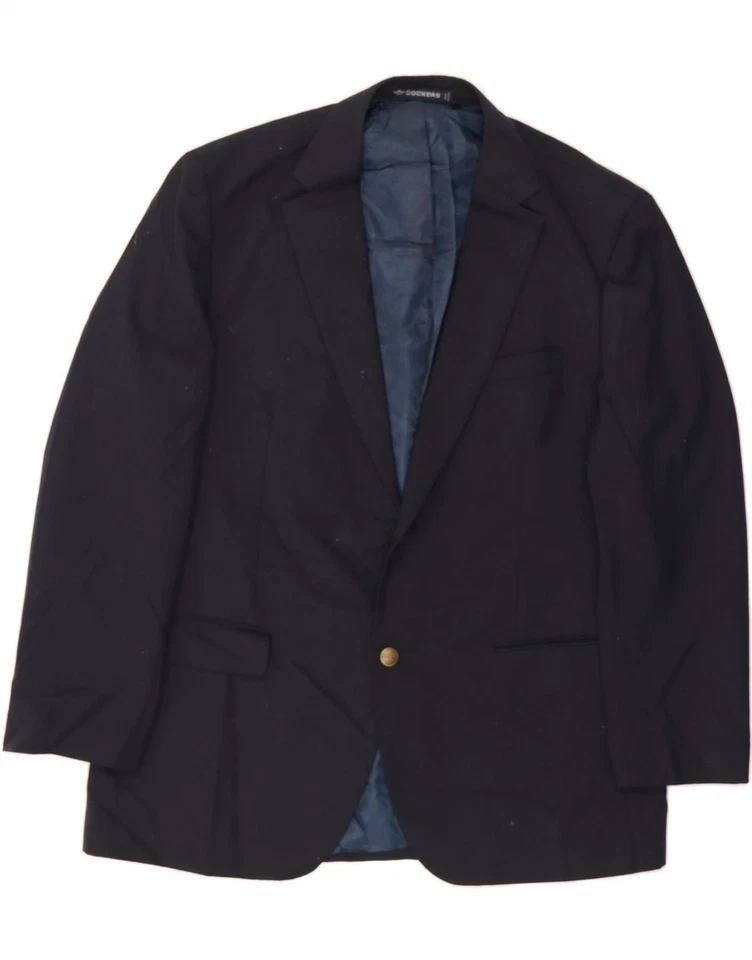 DOCKERS Mens 2 Button Blazer Jacket UK 44 2XL Navy Blue Polyester AW01 - Image 1 of 4
