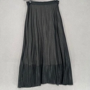 Falda Sandro Mujer 1 Negra Maxi Brillo Plisada Línea A Cremallera Larga París - Imagen 1 de 10