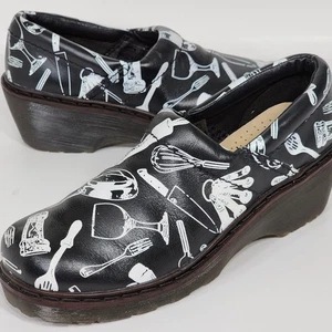 Dr. Martens Pantry Chef Heel Clogs Comfort Women's 8 Shoes Black White - Picture 1 of 14