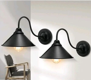 Black Wall Sconces, 2pack Industrial Wall Sconce Light, Farmhouse Wall Light - Picture 1 of 4