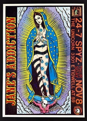 Jane's Addiction POSTER 24-7 Spyz 1990 Texas Original Signed Kozik Rare Mint! - Image 1 of 2