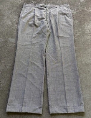 VTG 60s Men’s Pleated Puppytooth Suspender Wool Cuffed Pants 40x32 Talon Zipper - Image 1 of 4