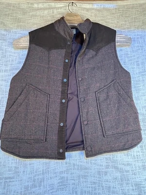 Tre Vero Mens M Vest Coat Wool Blend Corduroy Tweed Plaid Western Rockabilly - Image 1 of 4
