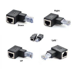 Angle RJ45 Male to Female Cat5 6 Ethernet LAN Extension Adapter Network Plug - Picture 1 of 7