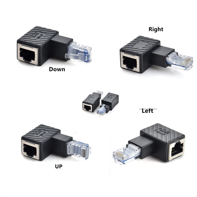 Adattatore prolunga LAN Ethernet Angle RJ45 maschio a femmina Cat5 6 spina di rete - Immagine 1 di 1