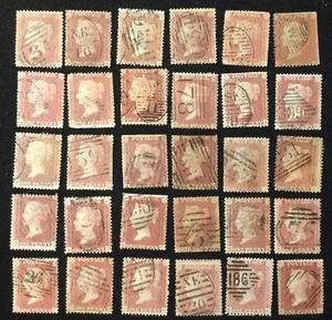 GB QV Victoria 1857 1d “Penny Red” Used Lot Bulk Overstock 30 pc - Picture 1 of 5