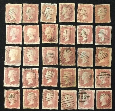 GB QV  Victoria  1857 1d  “Penny Red” Used Lot Bulk Overstock 30 pc - Image 1 of 4